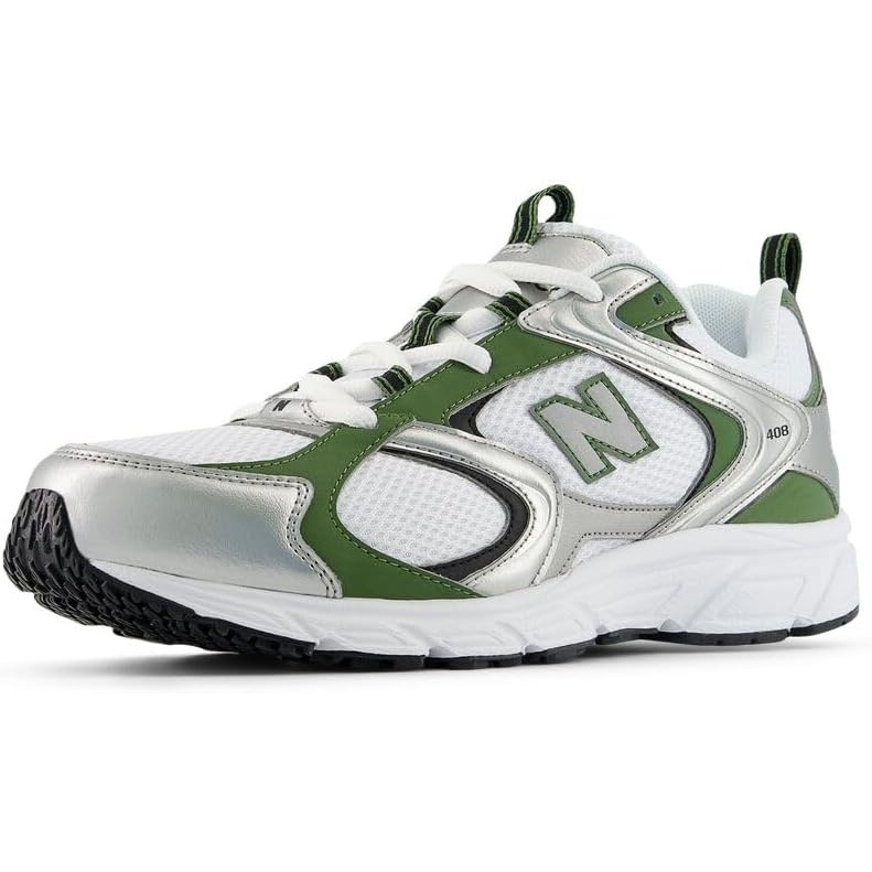 image:imageNew Balance Unisex Adult 408WhiteSilver MetallicUtility Green