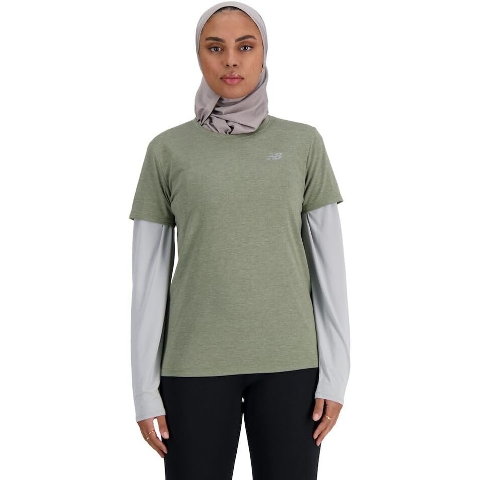 image:imageNew Balance Womens Sport Essentials Heathertech TShirtDark Olivine Heather
