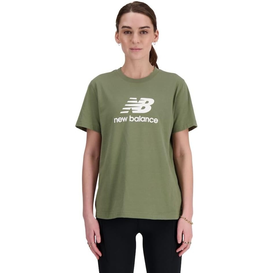 image:imageNew Balance Womens Sport Essentials Jersey Logo TShirtDark Olivine