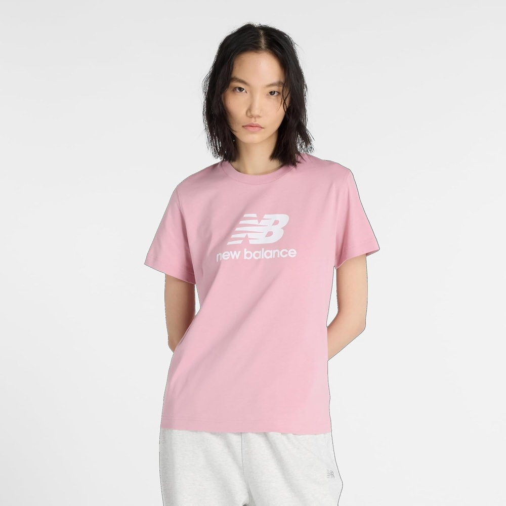 image:imageNew Balance Womens Sport Essentials Jersey Logo TShirtPink Taffy