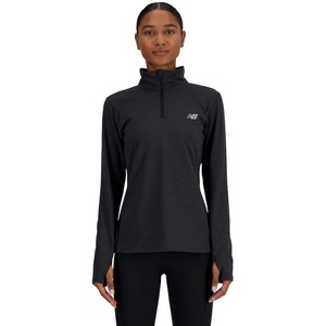 New Balance Women’s Sport Essentials Space Dye Quarter Zip(Black Heather)