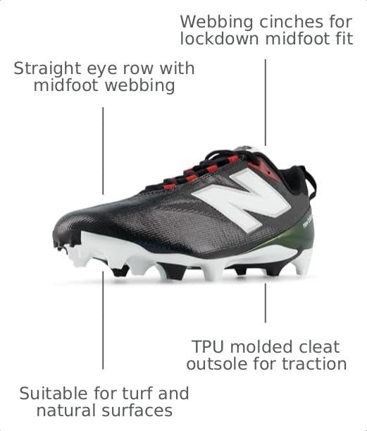 image:imageNew Balance Mens Burnx5 Lacrosse CleatsBlackWhiteTeam Red
