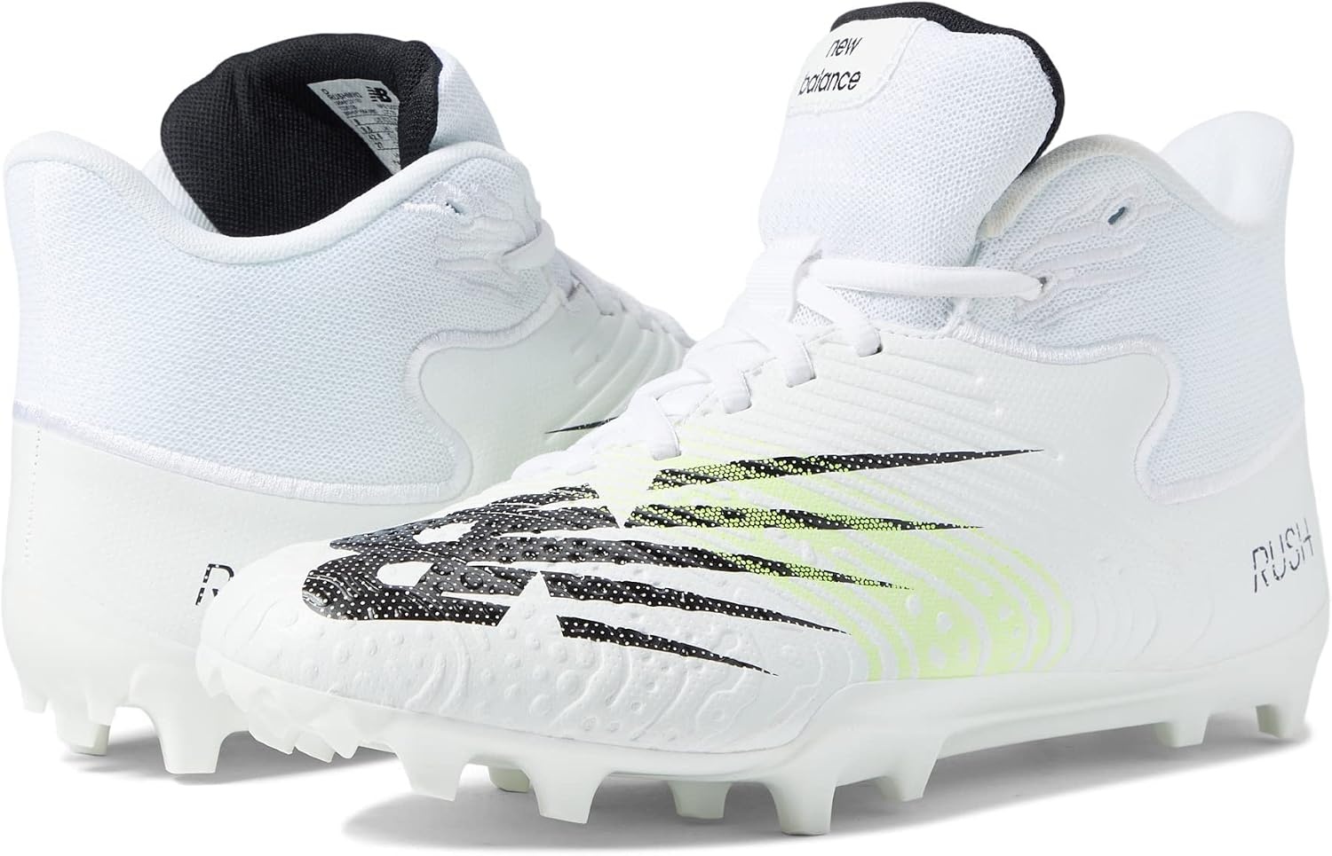 image:imageNew Balance Mens Rush V3 Mid Lacrosse ShoeWhiteBleached Lime Glow