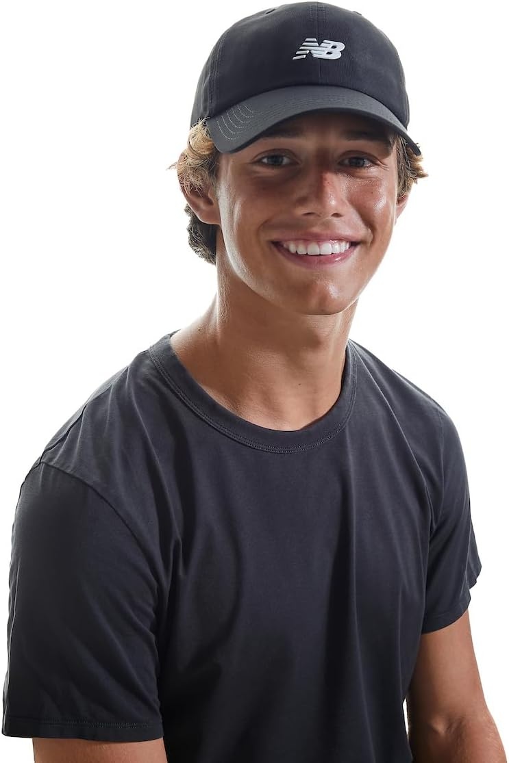 image:imageNew Balance Adult Unisex 6 Panel Lightweight Adustable Performance Workout Gym Running HatNatural Black