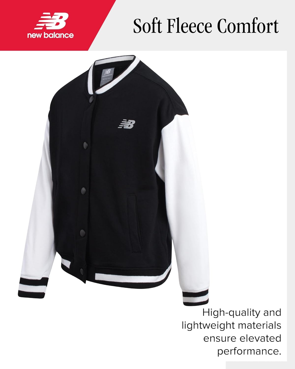 image:imageNew Balance Girls 2 Piece Fleece Baseball Jacket amp Jogger Sweatpants 712Black