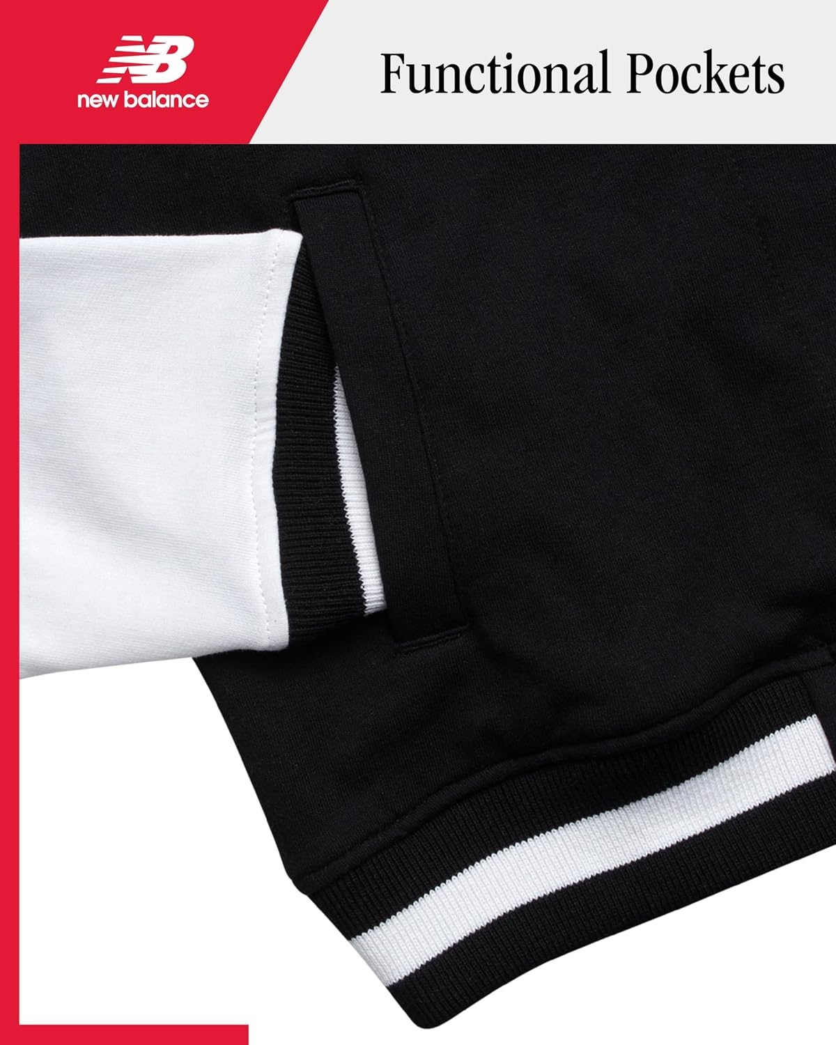 image:imageNew Balance Girls 2 Piece Fleece Baseball Jacket amp Jogger Sweatpants 712Black