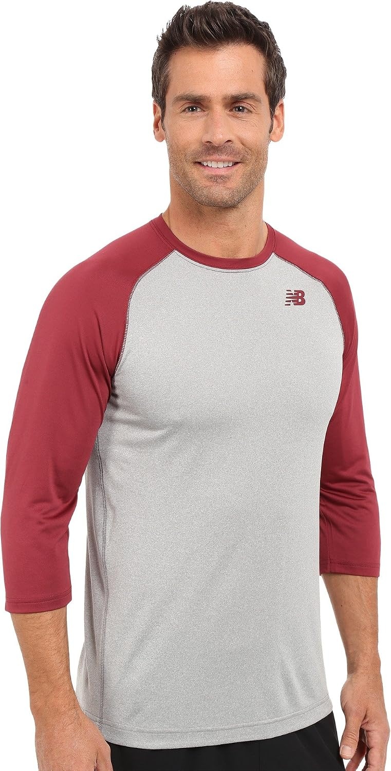 image:imageNew Balance Mens 34 Baseball Raglan TopTeam Cardinal