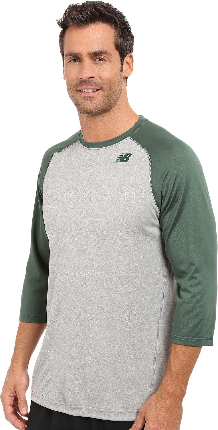 image:imageNew Balance Mens 34 Baseball Raglan TopTeam Dark Green