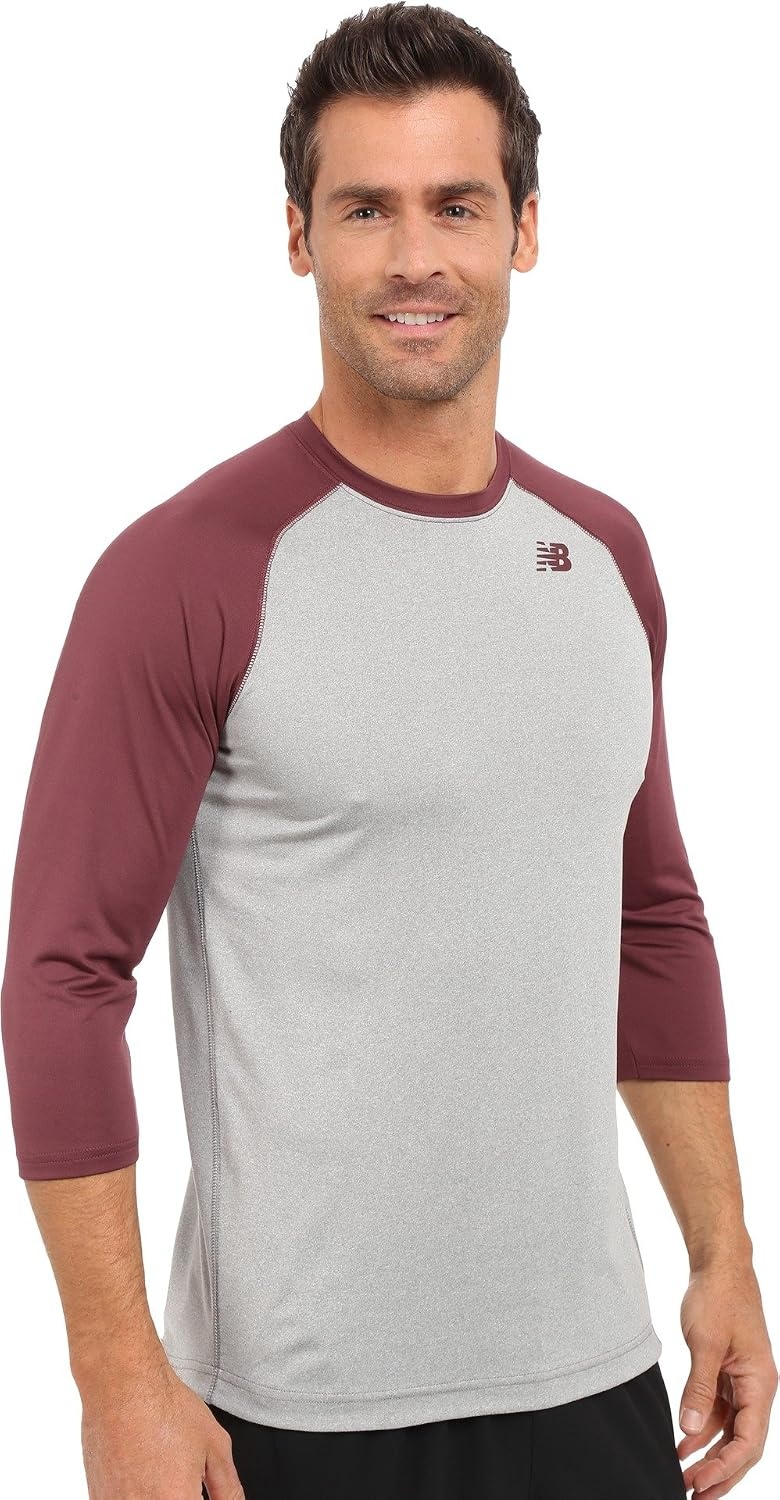 image:imageNew Balance Mens 34 Baseball Raglan TopTeam Maroon