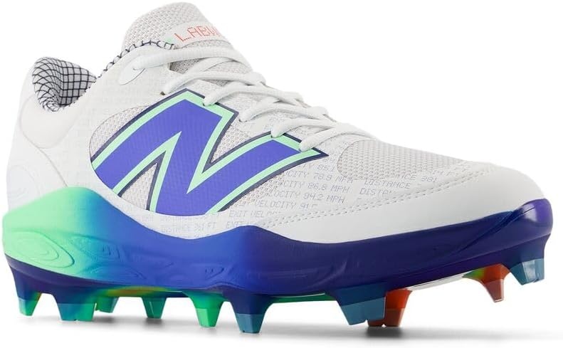 image:imageNew Balance Mens Fresh Foam 3000 V7 Molded Baseball ShoeWhiteElectric JadeBright Lapis