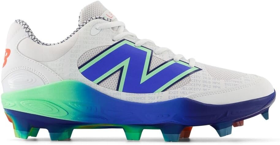 image:imageNew Balance Mens Fresh Foam 3000 V7 Molded Baseball ShoeWhiteElectric JadeBright Lapis
