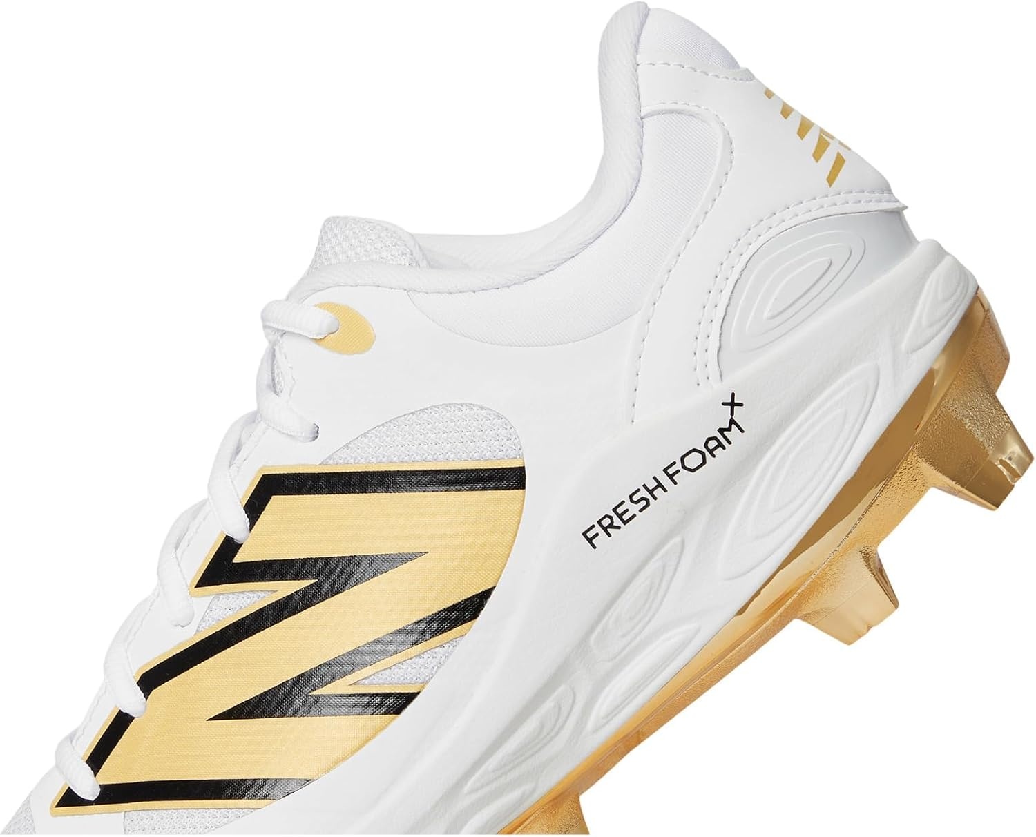 image:imageNew Balance Mens Fresh Foam 3000 V7 Molded Baseball ShoeWhiteMetallic Gold