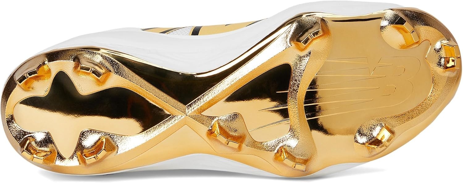 image:imageNew Balance Mens Fresh Foam 3000 V7 Molded Baseball ShoeWhiteMetallic Gold