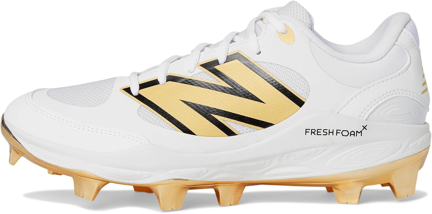 image:imageNew Balance Mens Fresh Foam 3000 V7 Molded Baseball ShoeWhiteMetallic Gold