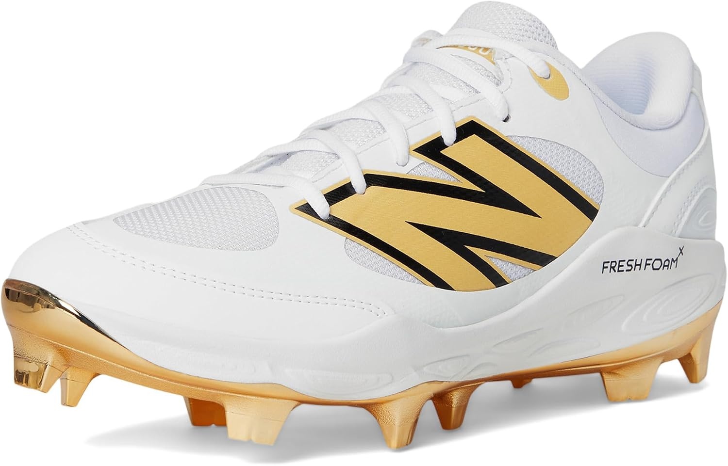 image:imageNew Balance Mens Fresh Foam 3000 V7 Molded Baseball ShoeWhiteMetallic Gold
