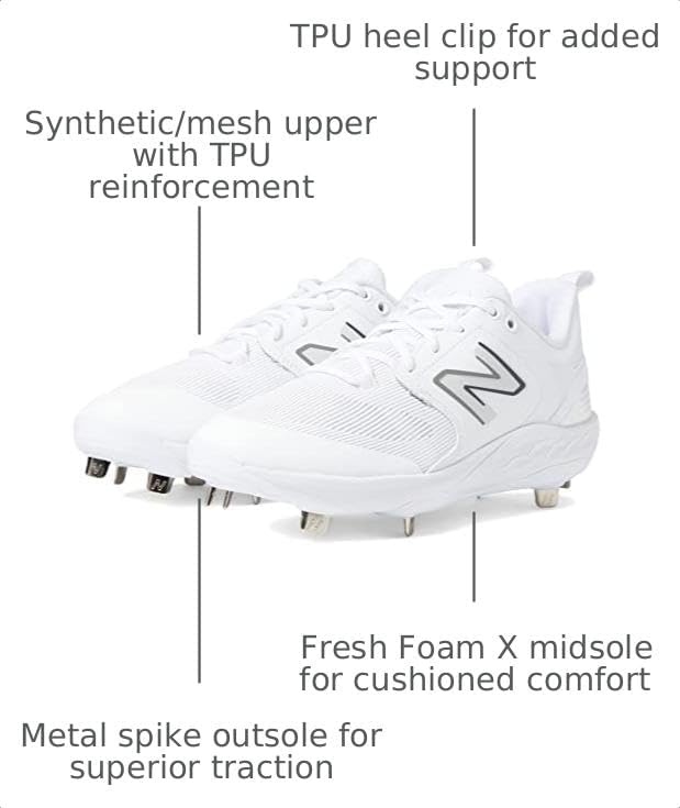 image:imageNew Balance Mens Fresh Foam X 3000 V6 Metal Baseball ShoesWhite