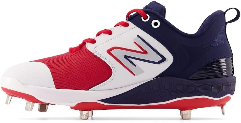 image:imageNew Balance Mens Fresh Foam X 3000 V6 Metal Baseball ShoesWhiteNavy BlueRed