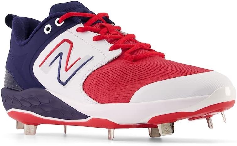 image:imageNew Balance Mens Fresh Foam X 3000 V6 Metal Baseball ShoesWhiteNavy BlueRed