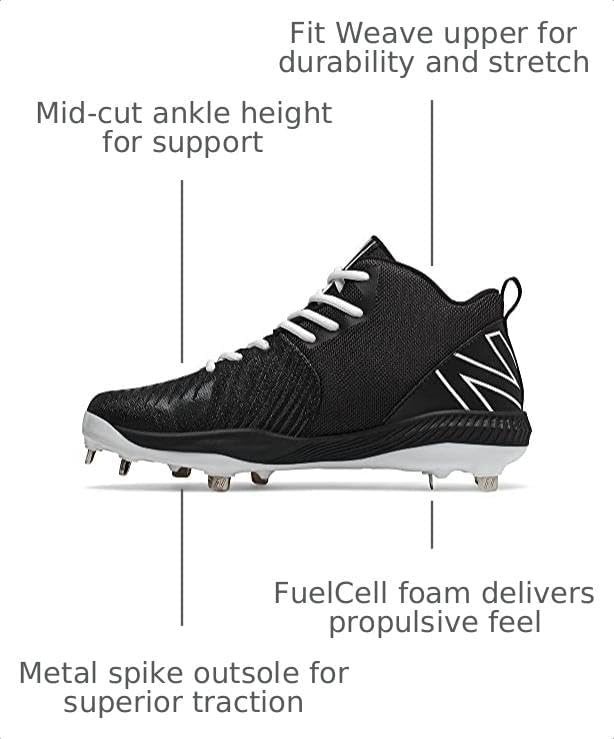 image:imageNew Balance Mens FuelCell 4040 V6 MidMetal Baseball ShoesBlackWhite