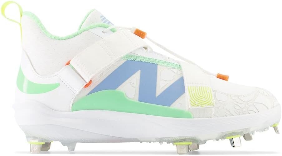 image:imageNew Balance Mens FuelCell Lindor V2 Metal Baseball ShoesOptic WhiteNeon DragonflyElectric Jade