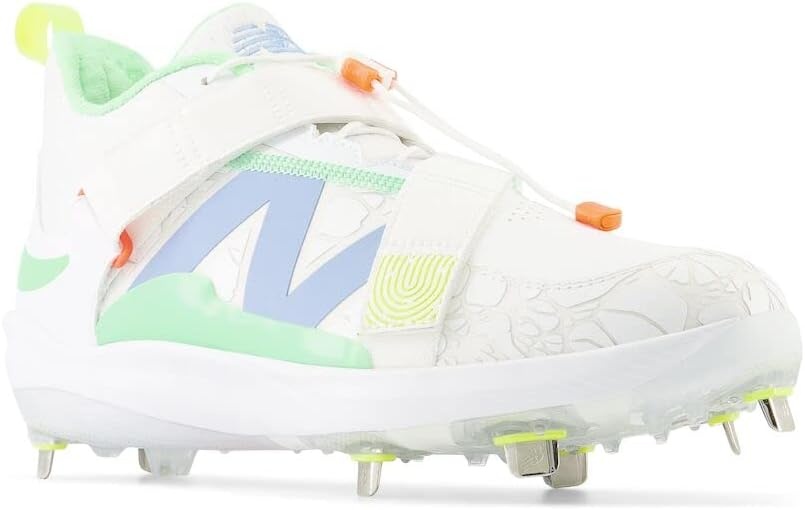 image:imageNew Balance Mens FuelCell Lindor V2 Metal Baseball ShoesOptic WhiteNeon DragonflyElectric Jade