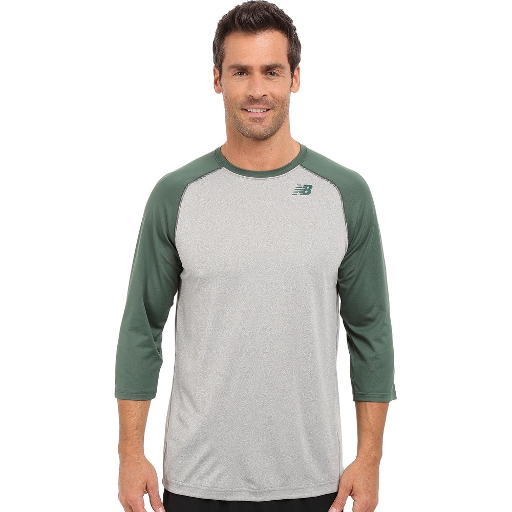image:imageNew Balance Mens 34 Baseball Raglan TopTeam Dark Green
