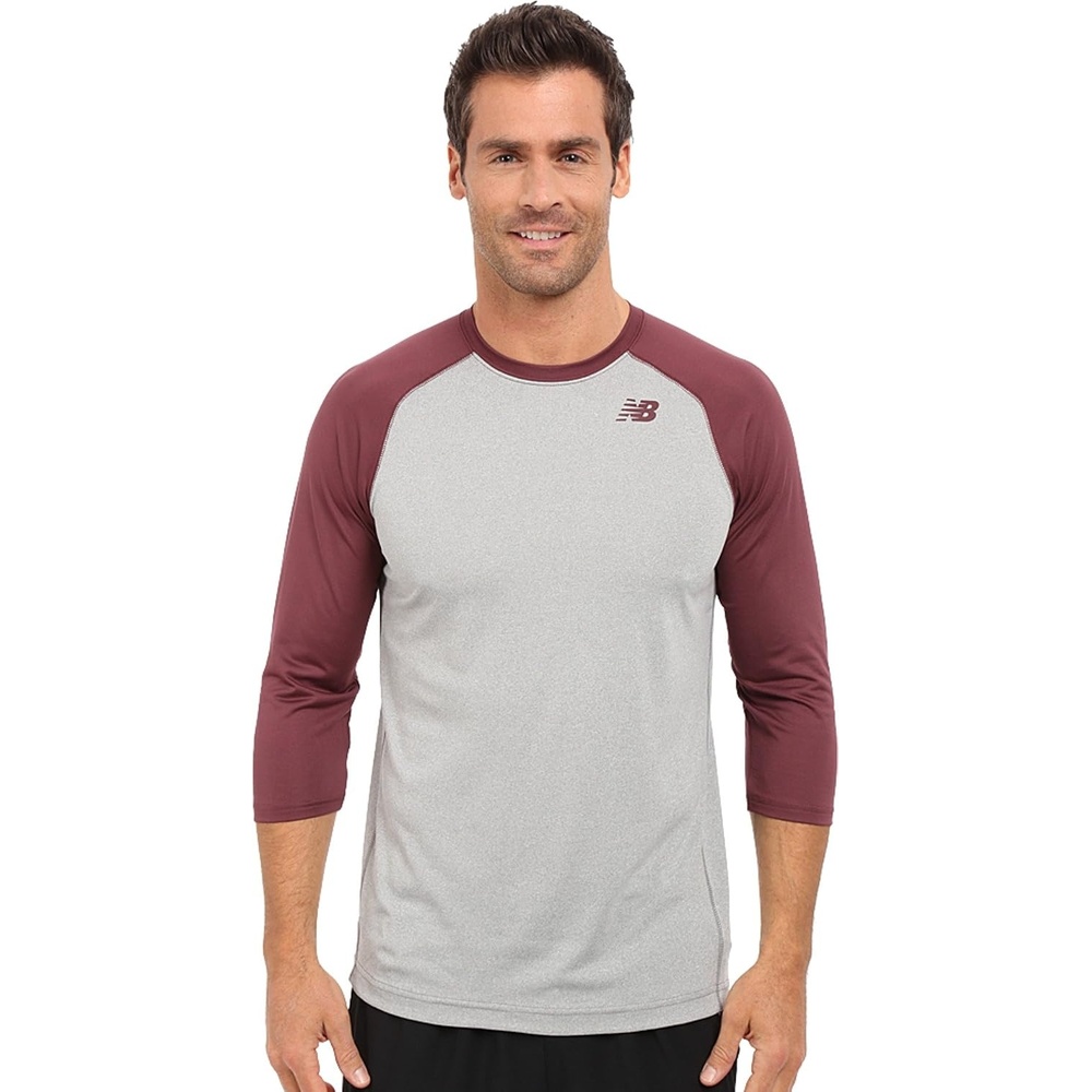 image:imageNew Balance Mens 34 Baseball Raglan TopTeam Maroon