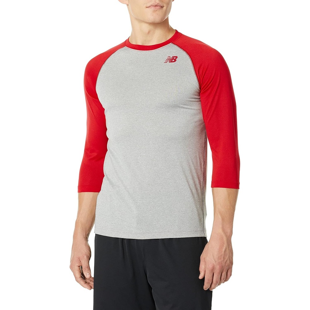 image:imageNew Balance Mens 34 Baseball Raglan TopTeam Red Inline