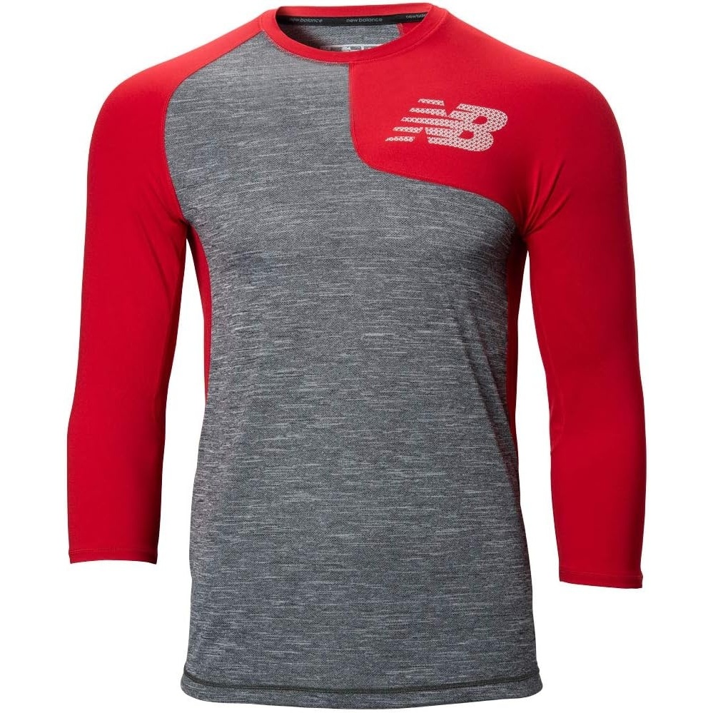 image:imageNew Balance Mens Baseball Assymetric Left 34 SleeveTeam Red Inline