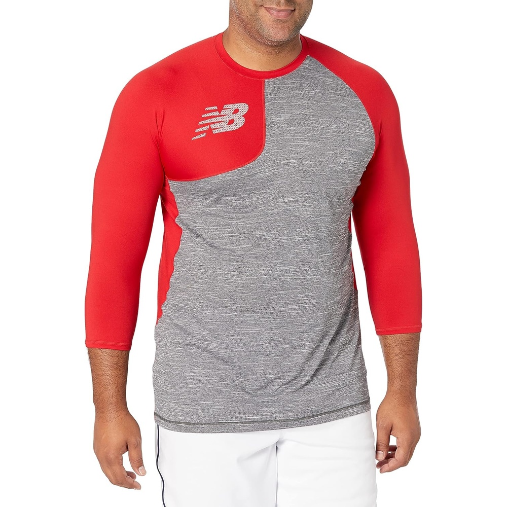 image:imageNew Balance Mens Baseball Assymetric Right 34 SleeveTeam Red Inline