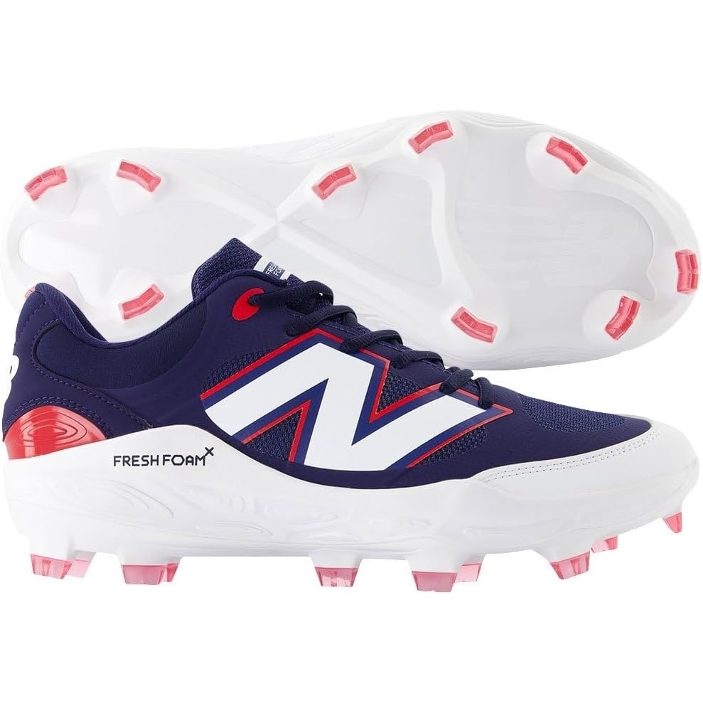 image:imageNew Balance Mens Fresh Foam 3000 V7 Molded Baseball ShoeTeam NavyTeam Red