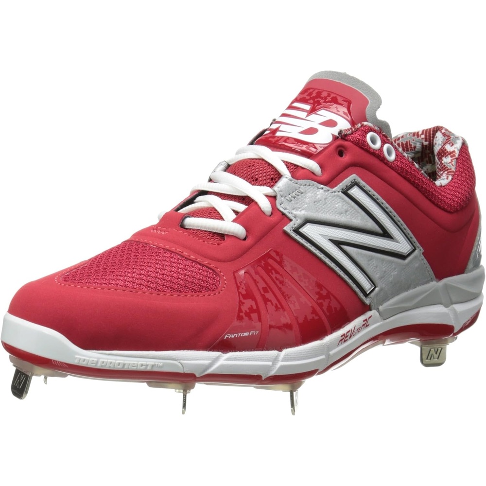 image:imageNew Balance Mens L3000V2 Metal Low Baseball CleatsRedSilver