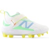 New Balance Kids’ Lindor V2 Baseball Shoes(White/Neon Dragonfly/Cosmic Pineapple)