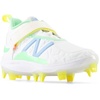 New Balance Kids’ Lindor V2 Baseball Shoes(White/Neon Dragonfly/Cosmic Pineapple)