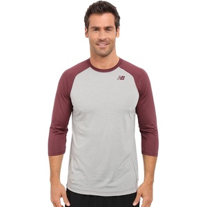 New Balance Mens 3/4 Baseball Raglan Top(Team Maroon)