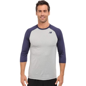 New Balance Mens 3/4 Baseball Raglan Top(Team Navy)