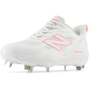 New Balance Women’s Fresh Foam X Velo V4 Metal Softball Shoes(White/Ultra Pink)