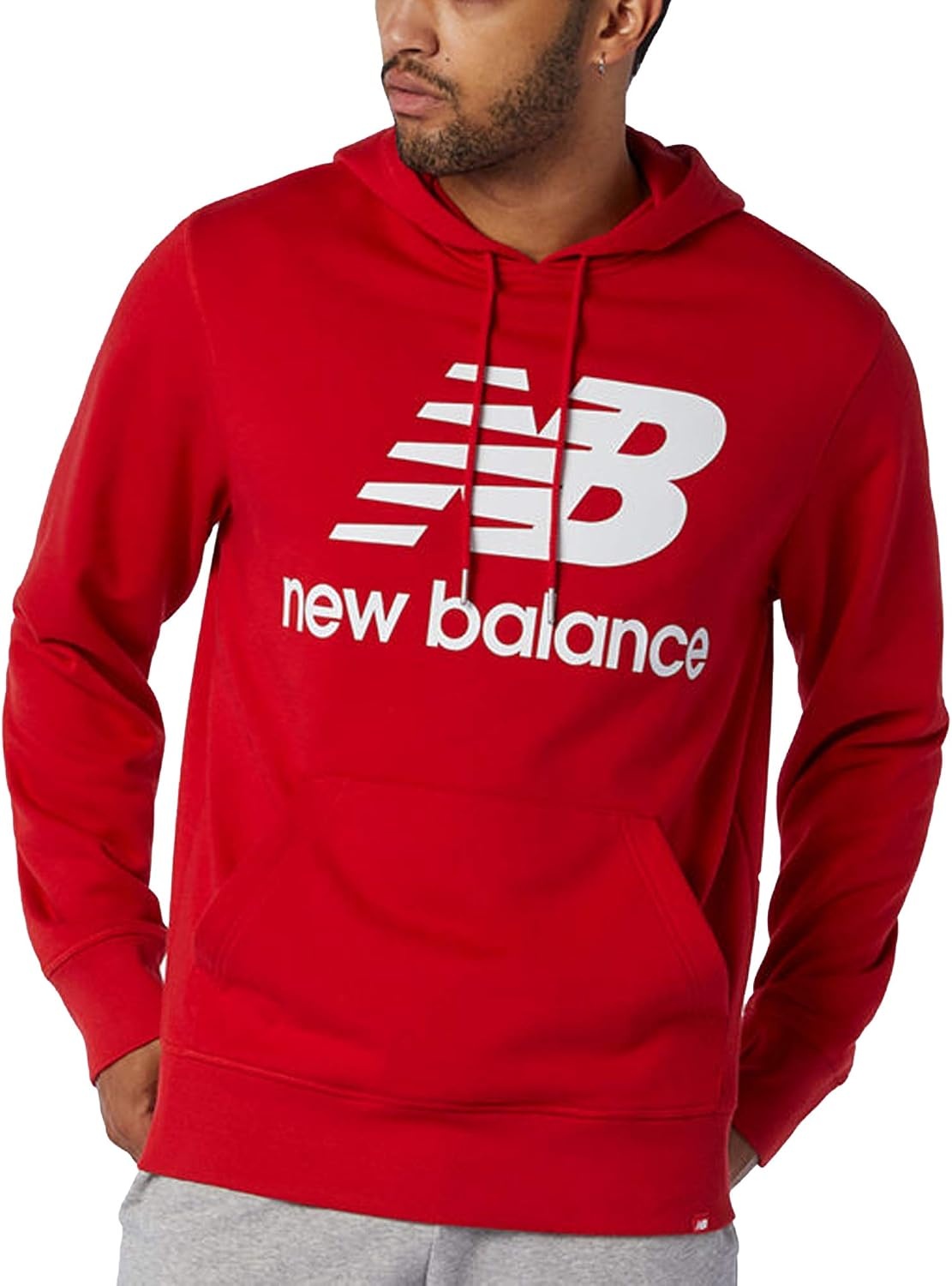 image:imageNew Balance mens Nb Essentials Stacked Logo Pullover HoodieTeam Red Inline