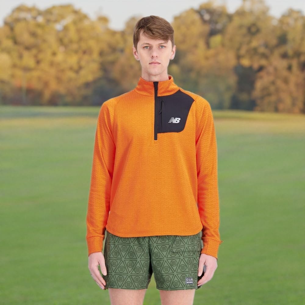 image:imageNew Balance mens Nb Heat Grid Half Zip 22Cayenne