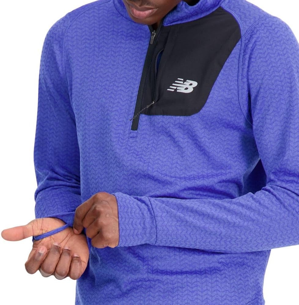 image:imageNew Balance mens Nb Heat Grid Half Zip 22Marine Blue Heather