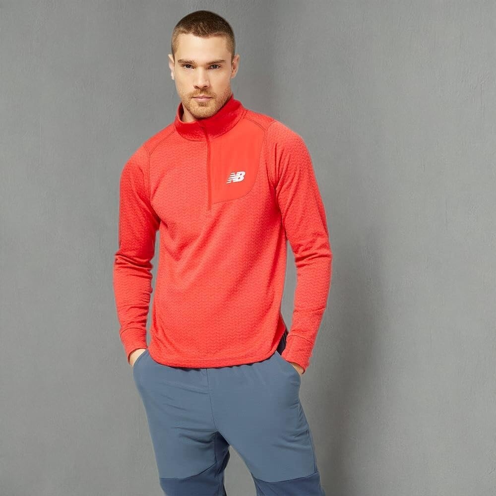 image:imageNew Balance mens Nb Heat Grid Half Zip 22True Red Heather