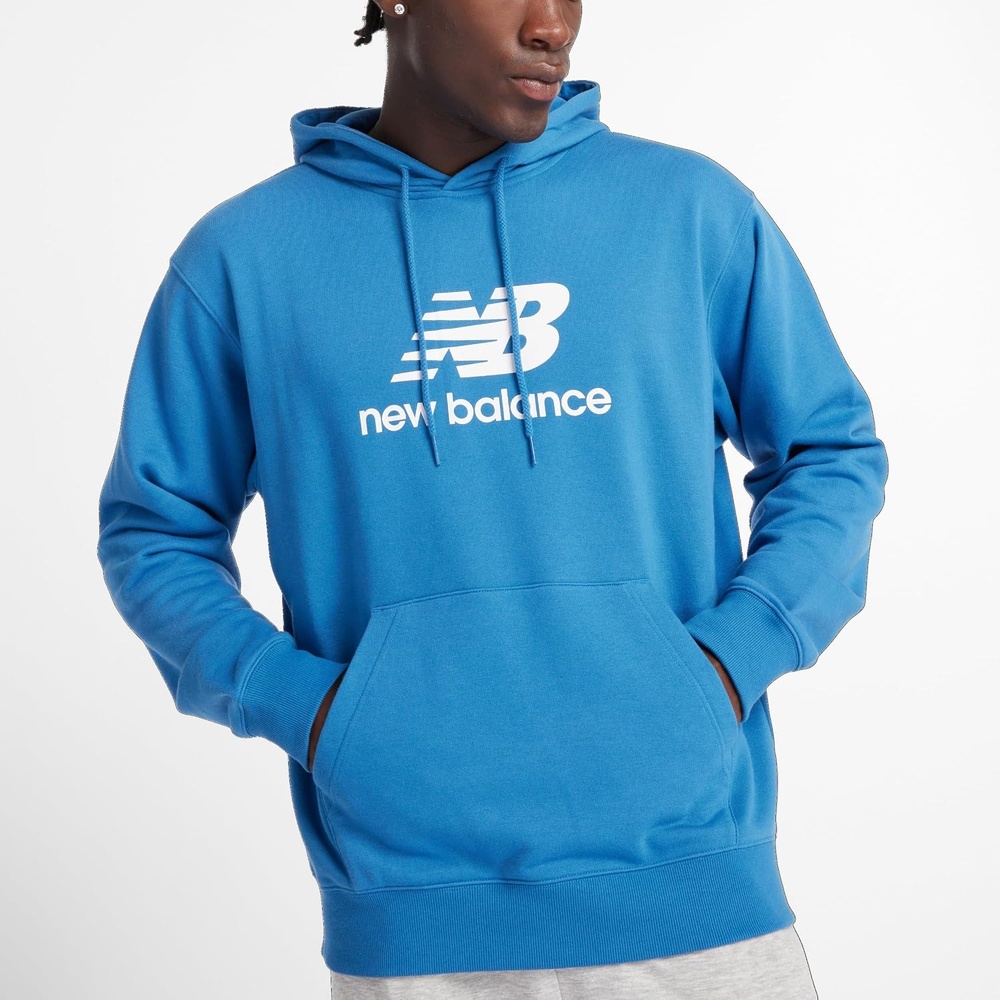 image:imageNew Balance mens Nb Essentials Stacked Logo Pullover HoodieBlue Agate