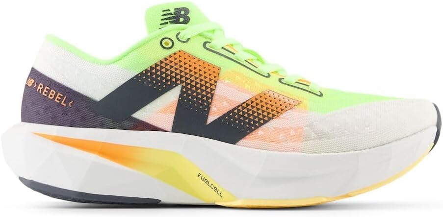 image:imageNew Balance Mens FuelCell Rebel V4 Running ShoesWhiteBleached Lime GloHot Mango