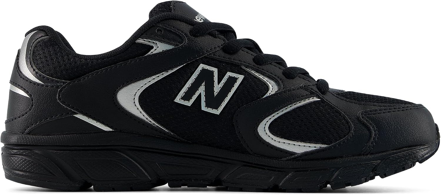 image:imageNew Balance Kids 408 Lace Sneaker Big KidBlackSilver Metallic