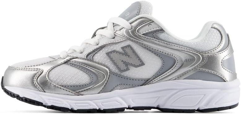 image:imageNew Balance Kids 408 Lace Sneaker Big KidSilver MetallicSlate Grey