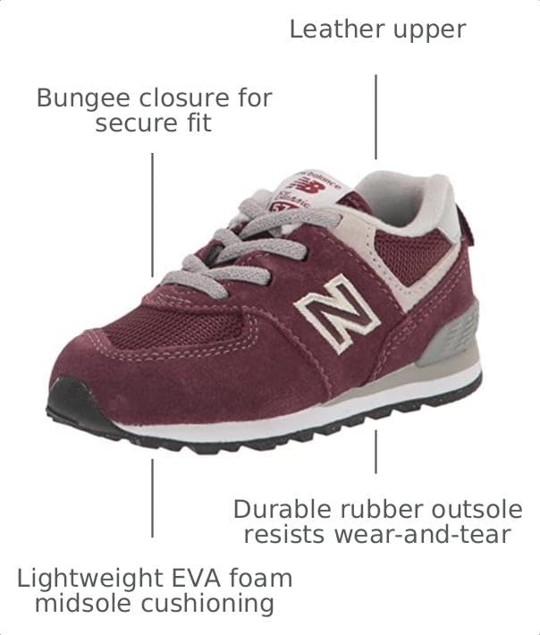 image:imageNew Balance Kids 574 Newb V2 Familiar Ground Hook and Loop SneakerBurgundyWhite