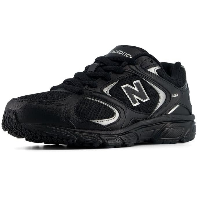 image:imageNew Balance Kids 408 Lace Sneaker Big KidBlackSilver Metallic