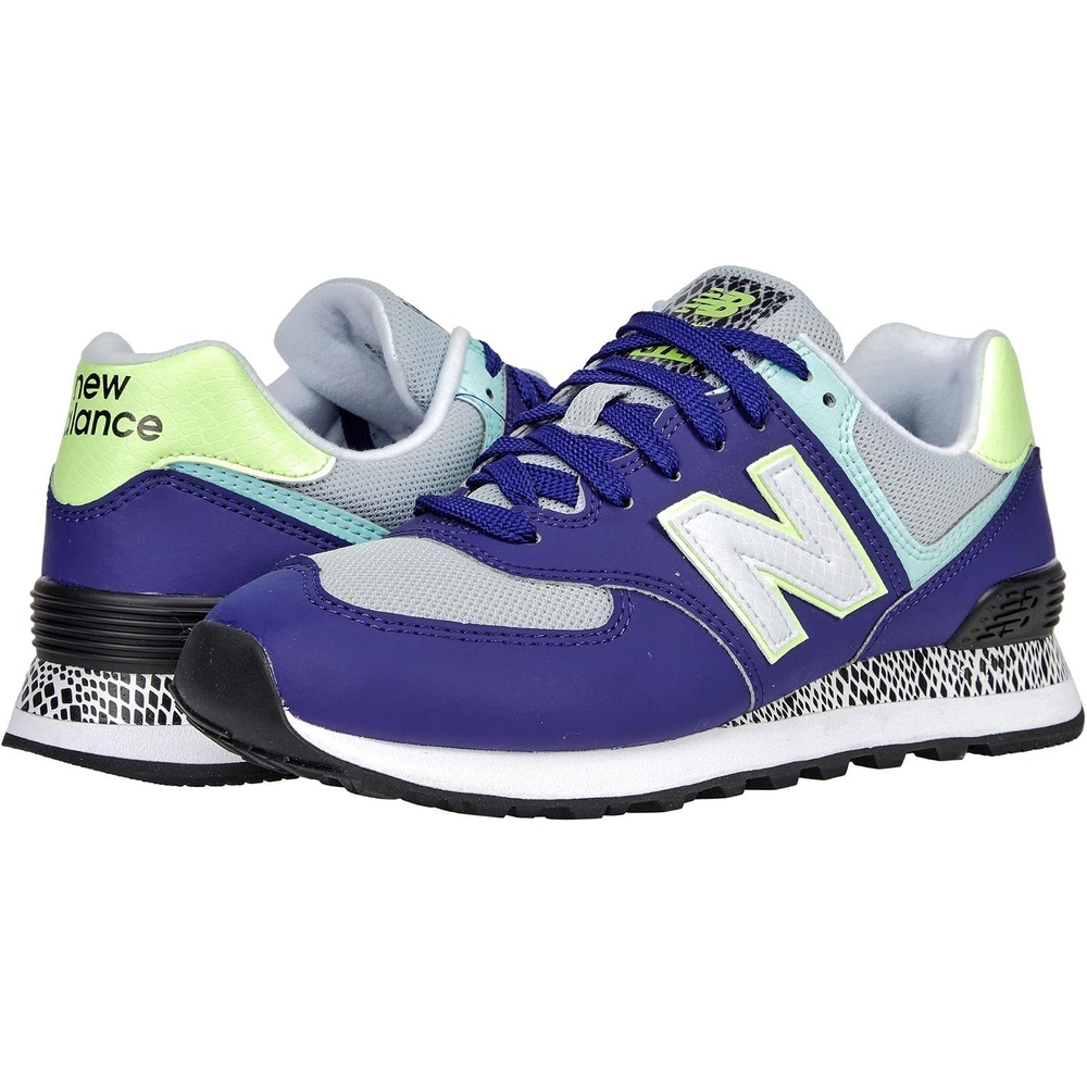 image:imageNew Balance Kids 574 Newb V2 Familiar Ground Hook and Loop SneakerVirtual Violet Bleached Lime Glo
