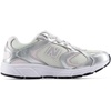 New Balance Kid’s 408 Bungee Lace Sneaker (Little Kid)(Light Silver Metallic/Pink Salt)