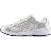 New Balance Kid’s 408 Lace Sneaker (Big Kid)(Light Silver Metallic/Pink Salt)